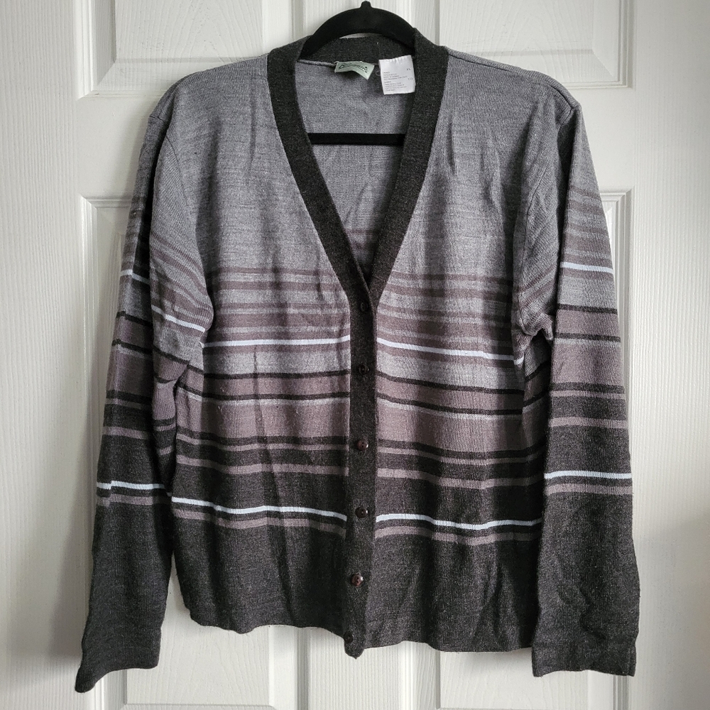 Striped Long Sleeve Button Up Cardigan